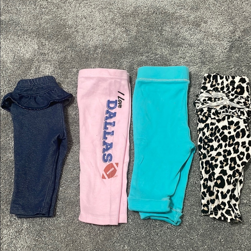 3-6mo Baby Girl Leggings Set - Blue, Pink, Turquoise, Leopard Print